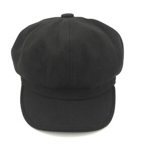 Comhats Newsboy Hat Cap Womens M Black Merino Wool Blend Baker Boy Dark Academia